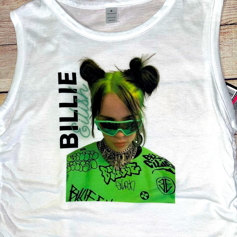 NWT White Tank Top Green Billie Elisih